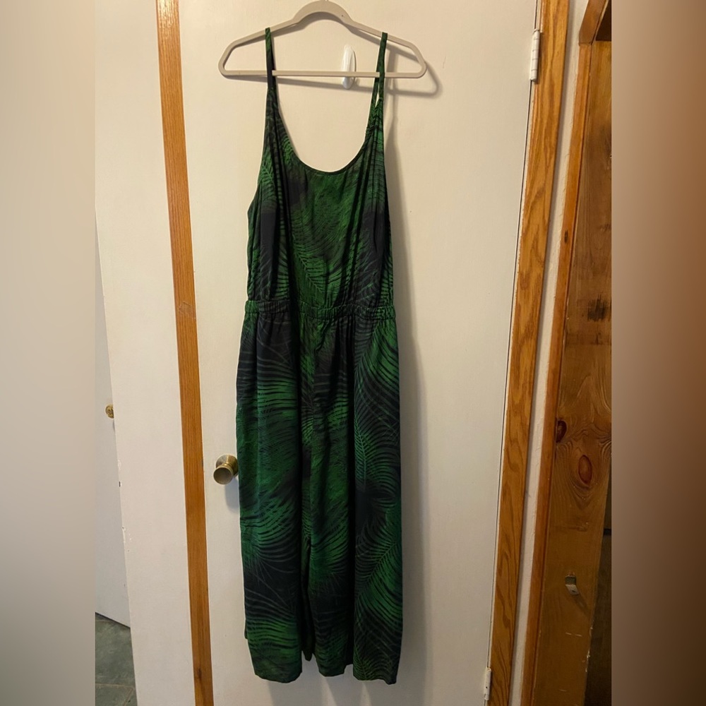 Lane Bryant 26/28 leaf print swim suit coverup jumpsuit